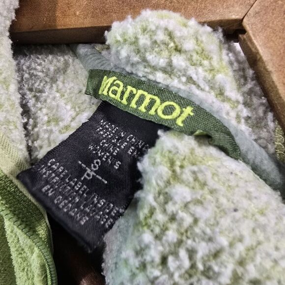 Marmot Jacket Womens Small Green Hooded Sherpa Teddy Fleece Full Zip Coat - Picture 3 of 10